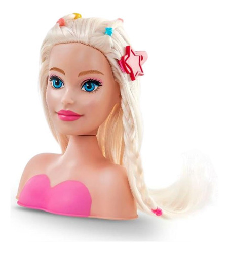 Boneca Barbie Maquiar E Pentear Busto 3 Acessorios - Pupee